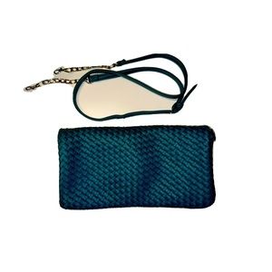 DEUX LUX Sea Green Leather Patterned Hobo Foldable Crossbody Purse